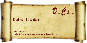 Duba Csaba névjegykártya